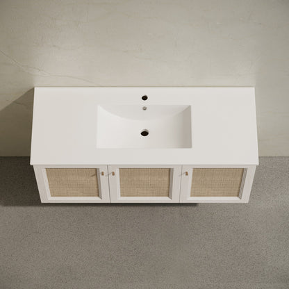 Classe 48" Wall-Mounted Bathroom Vanity in White Oak with Single Faucet Hole Vanity Top