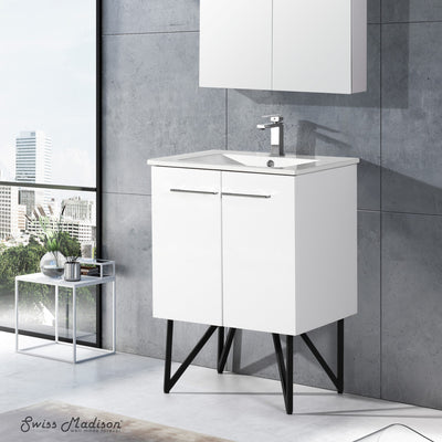 Annecy 24" Freestanding Bathroom Vanity in White with Sink Top