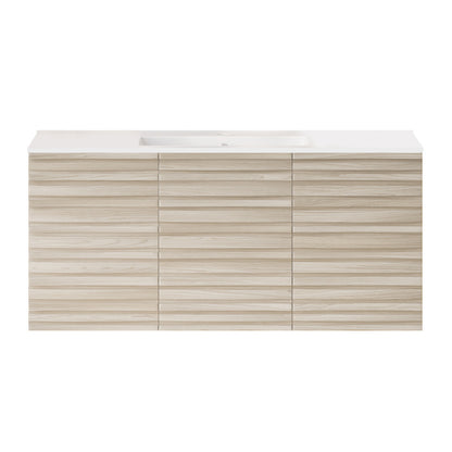 Cascade 48" Wall-Mounted Bathroom Vanity in White Oak with Sink Top