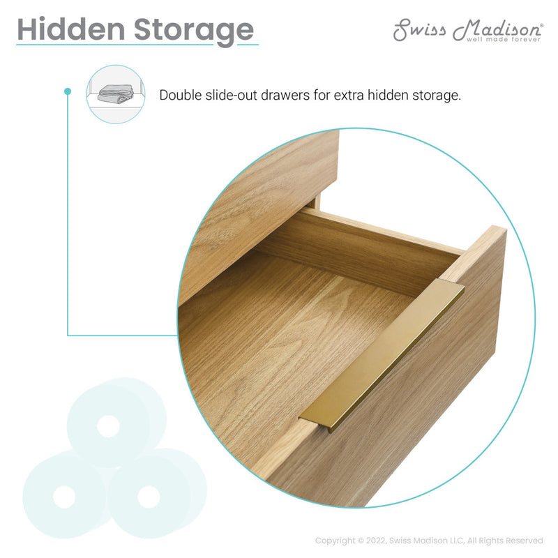 Carre 24" Freestanding Bathroom Vanity in Golden Oak with Sink Top