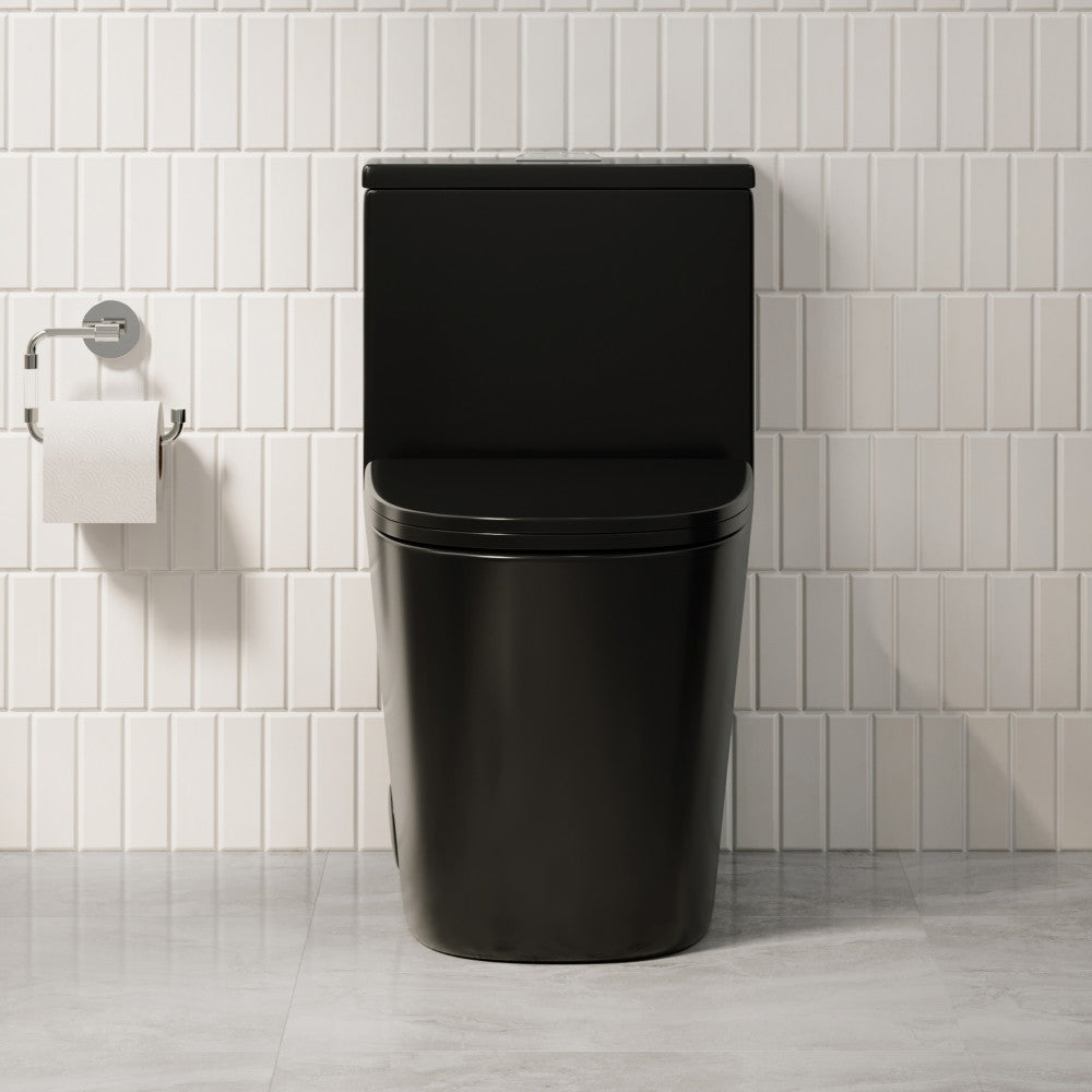 Dreux One-Piece 12" Rough-in .95/1.28 GPF Dual Top Flush Elongated Toilet in Glossy Black