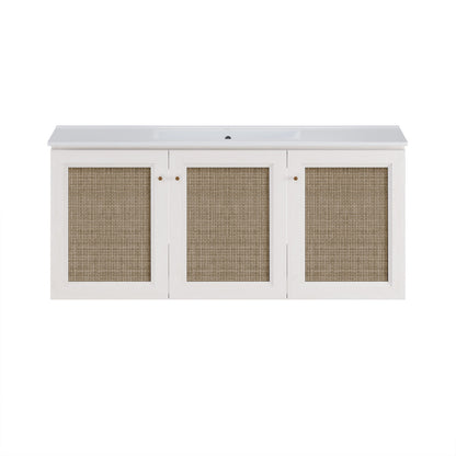 Classe 48" Wall-Mounted Bathroom Vanity in White Oak with Single Faucet Hole Vanity Top