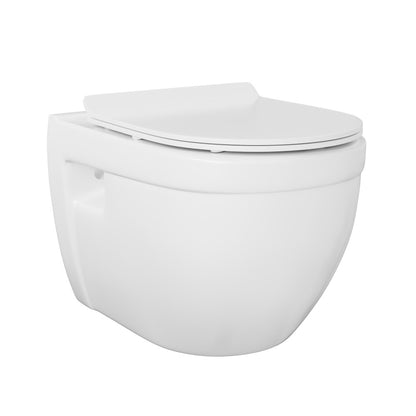 Ivy Wall-Hung Toilet Bundle 0.8/1.6 GPF Dual Flush in Glossy White with White Flush Plate