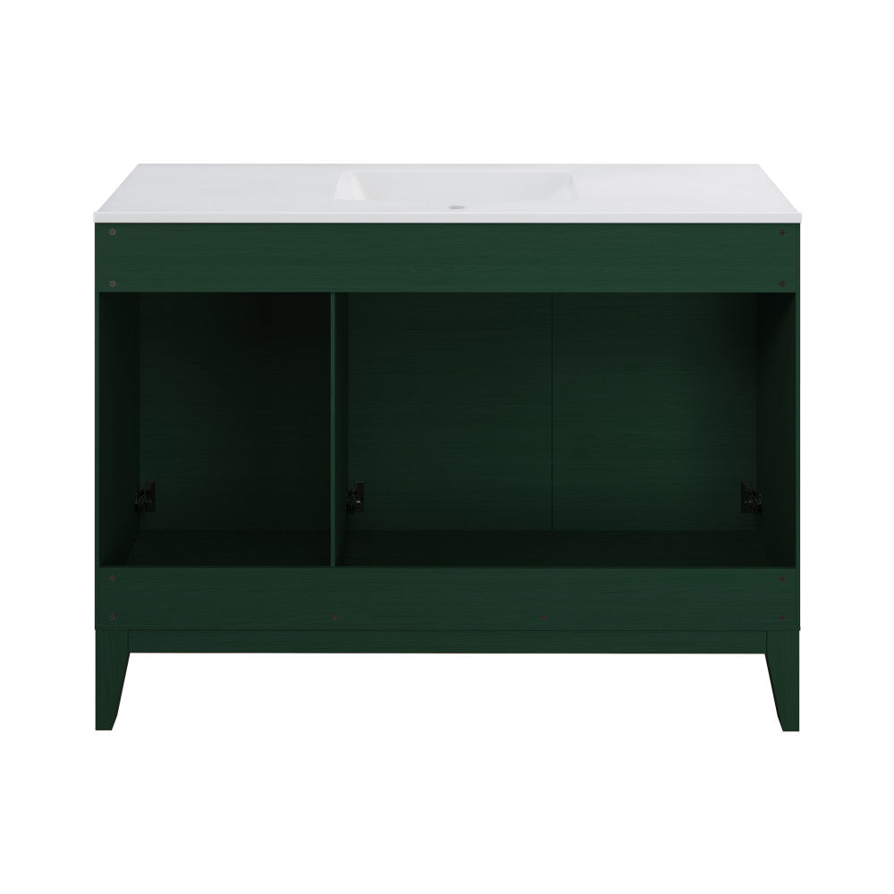 Cascade 48" Freestanding Bathroom Vanity in Green Oak with Sink Top