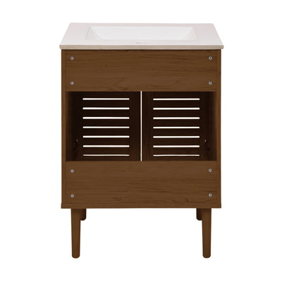 Bron 24" Freestanding Bathroom Vanity in Brown Oak with Sink Top