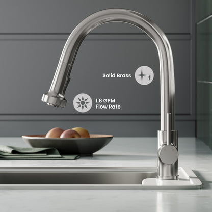 Nouvet Single Handle, Pull-Down Kitchen Faucet in Brushed Nickel