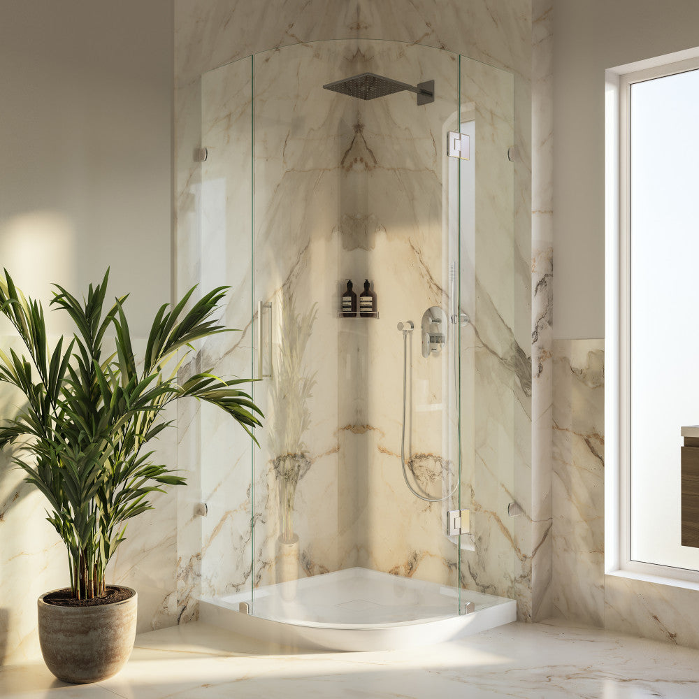 Marquette 34 in. x 34 in. Rounded Corner Single-Threshold Shower Base with Center Drain in Glossy White
