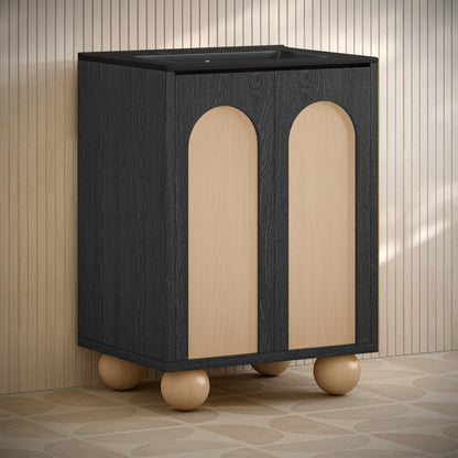 Plaisir II 24" Freestanding Bathroom Vanity in Black Oak with Black 3-Hole Widespread Sink Top