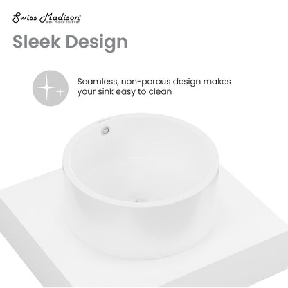 Monaco 24" Floating Bathroom Shelf with Vessel Sink in Glossy White