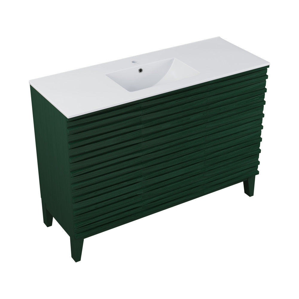 Cascade 48" Freestanding Bathroom Vanity in Green Oak with Sink Top