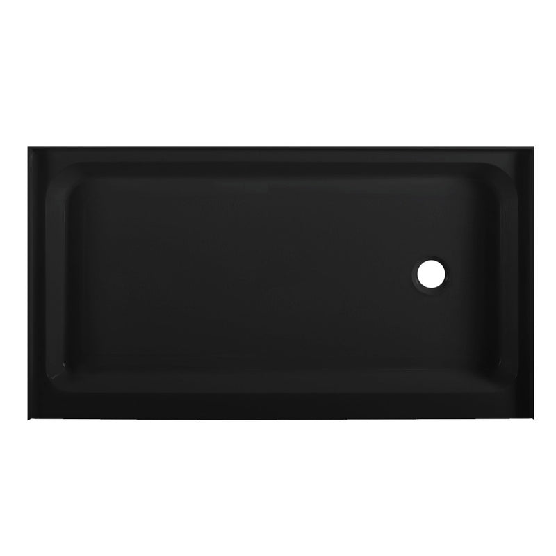 Voltaire 60" x 36" Acrylic Black, Single-Threshold, Right Drain, Shower Base