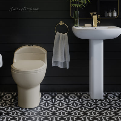 Chateau One-Piece Elongated Dual-Flush Toilet in Bisque 1.1/1.6 gpf