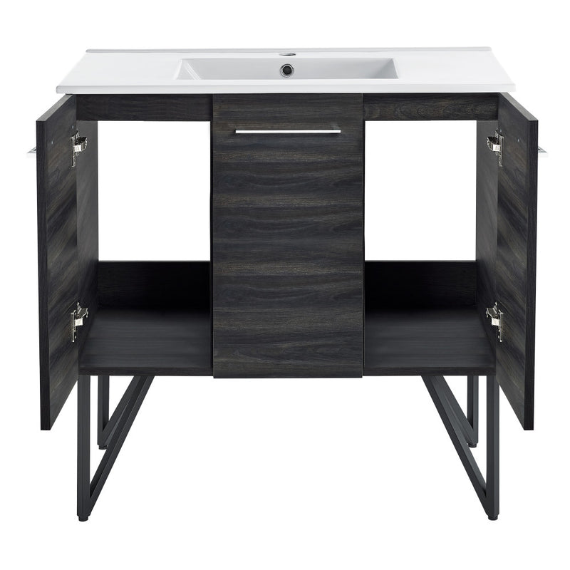 Annecy 36" Freestanding Bathroom Vanity in Black Walnut with Sink Top