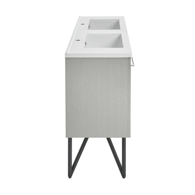 Annecy 60" Freestanding Bathroom Vanity in Gray with Sink Top