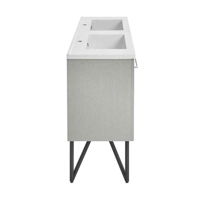 Annecy 60" Freestanding Bathroom Vanity in Gray with Sink Top