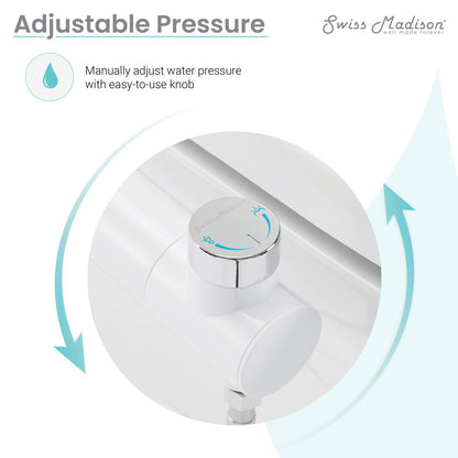 Aqua non-electric bidet toilet attachment in white with adjustable water pressure control knob.