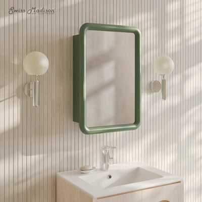Plaisir 18 x 27 Recessed/Wall Mount Medicine Cabinet with Mirror in Green
