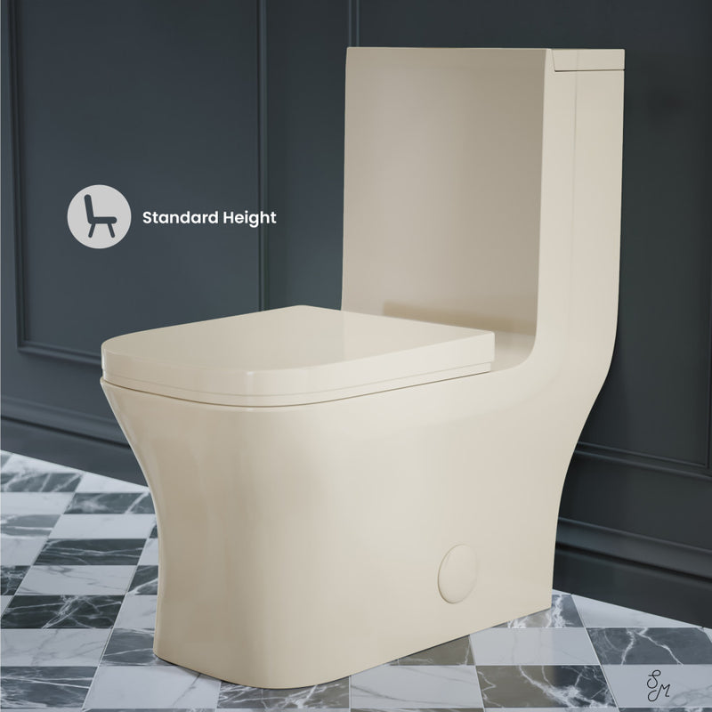 Concorde One Piece Square Left Side Flush Handle Toilet 1.28 gpf in Bisque