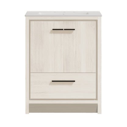 Virage 30" Freestanding Bathroom Vanity in White Oak with Widespread Sink Top