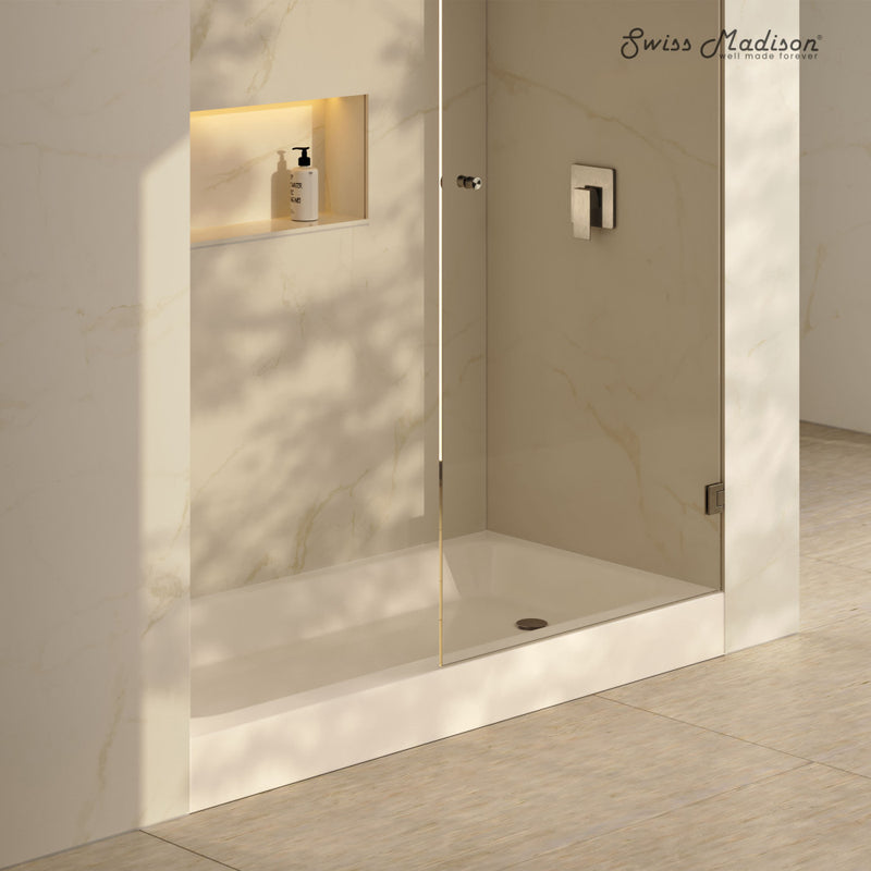 Voltaire 60 x 30 Shower Pan Base with Right Drain in Glossy Bisque