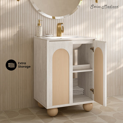 Plaisir II 24" Freestanding Bathroom Vanity in White Oak with Sink Top