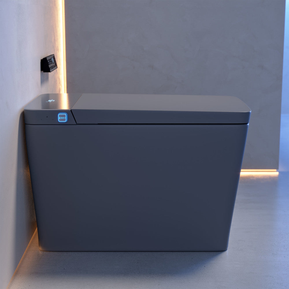 Concorde One Piece Smart Toilet 1.28 GPF in Matte Gray with Heated Bidet, Air Drying, Night Light, Foot Sensor
