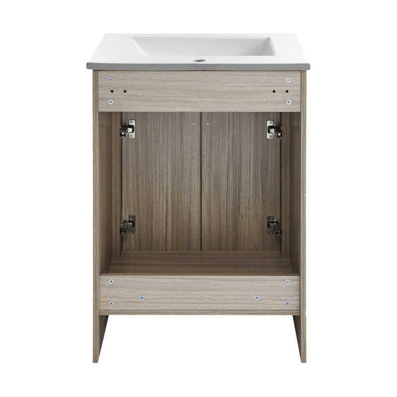 Burdon 24" Freestanding Bathroom Vanity in Weathered Oak with Sink Top