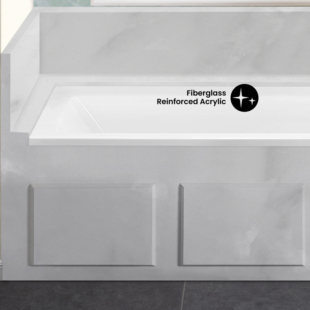 Voltaire 60 x 30 Right Drain Soaking Alcove Bathtub in Glossy White with Integrated Overflow, Drain Included
