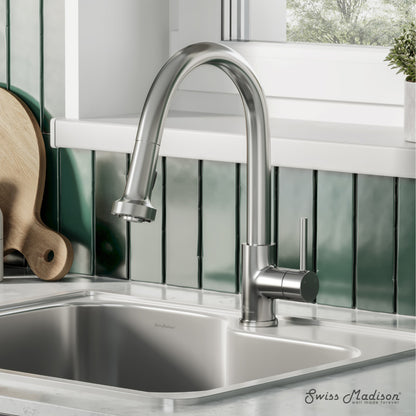 Nouvet Single Handle, Pull-Down Kitchen Faucet in Brushed Nickel