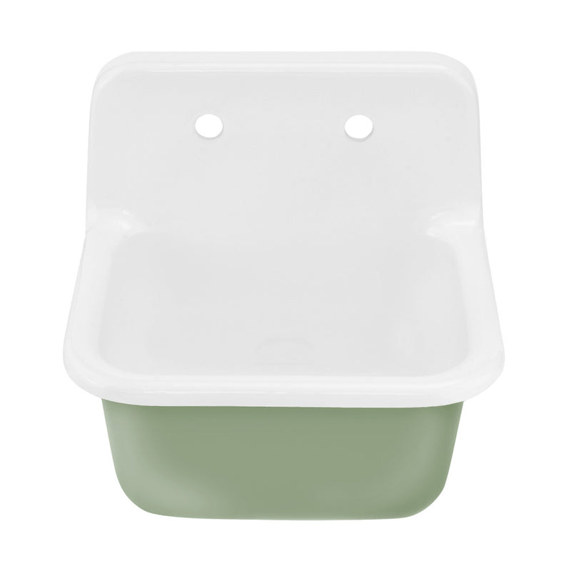 Loire 22" Cast Iron Rectangle Wall-Mounted Sink in Glossy Sage