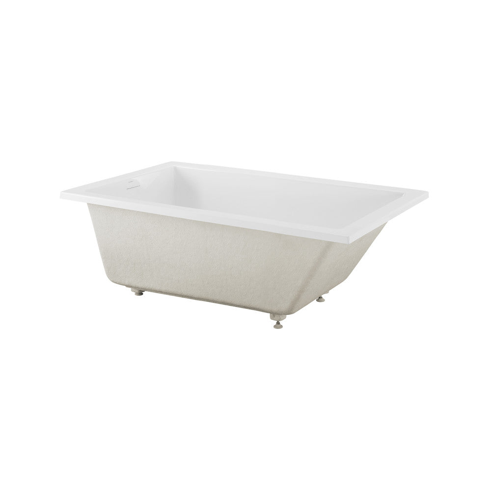 Voltaire 60 x 30 Reversible Drain Soaking Drop-in Bathtub in Glossy White with Integrated Overflow, Drain Included