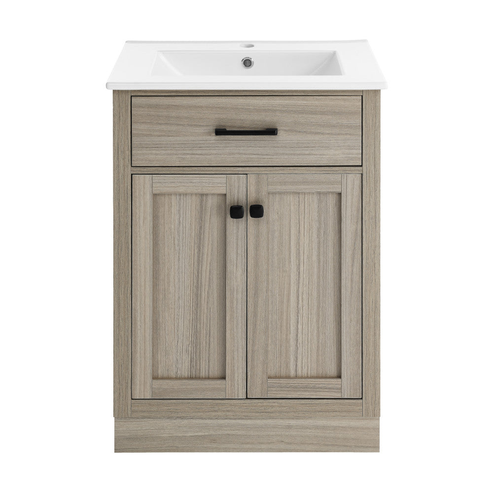 Burdon 24" Freestanding Bathroom Vanity in Weathered Oak with Sink Top