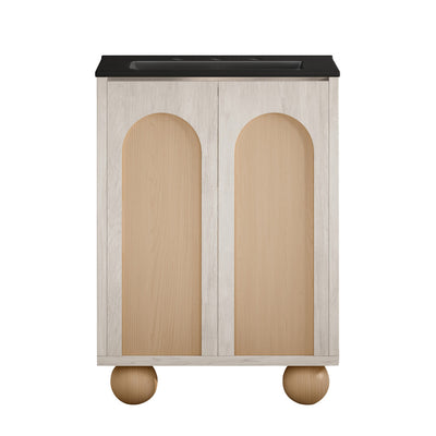 Plaisir II 24" Freestanding Bathroom Vanity in White Oak with Black 3-Hole Widespread Sink Top