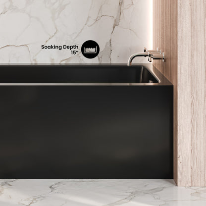 Voltaire 54 x 30 Skirted Right Drain Soaking Apron Bathtub in Glossy Black