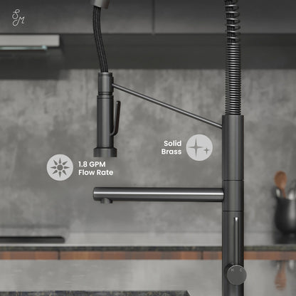 Nouvet Single Handle, Pull-Down Kitchen Faucet with Pot Filler in Gunmetal Gray