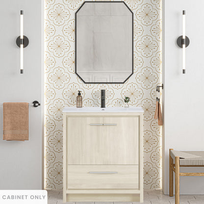 Virage 30" Freestanding Bathroom Vanity in White Oak without Sink Top