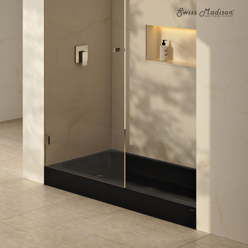 Voltaire 60 x 30 Shower Pan Base with Left Drain in Glossy Black