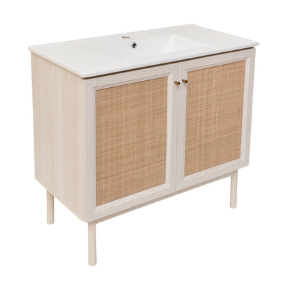 Classe 36" Freestanding Bathroom Vanity in White Oak with Sink Top