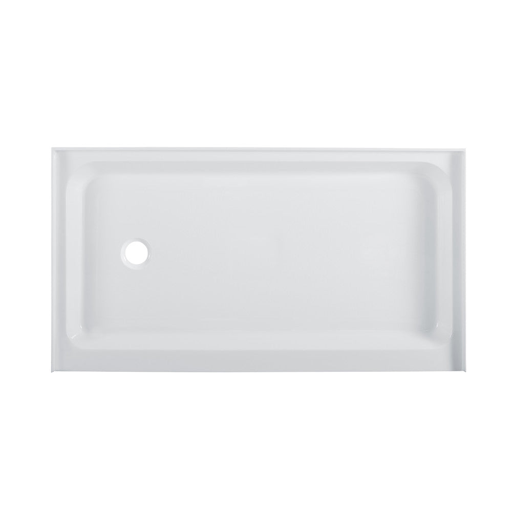 Voltaire 60" x 36" Acrylic White, Single-Threshold, Left-Hand Drain, Shower Base