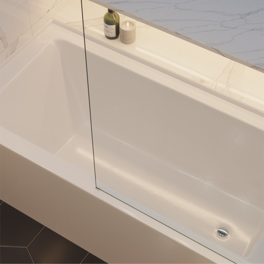 Apron front alcove bathtub 60 inch, right-hand drain, white acrylic.