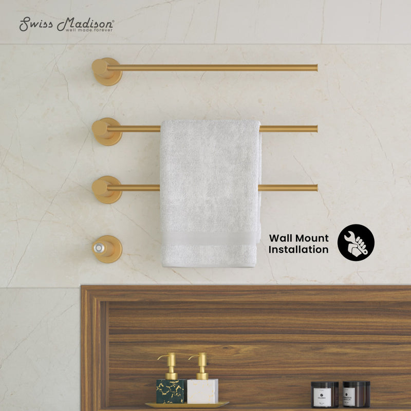 Claire 3-Bar Electric Towel Warmer in Brushed Gold