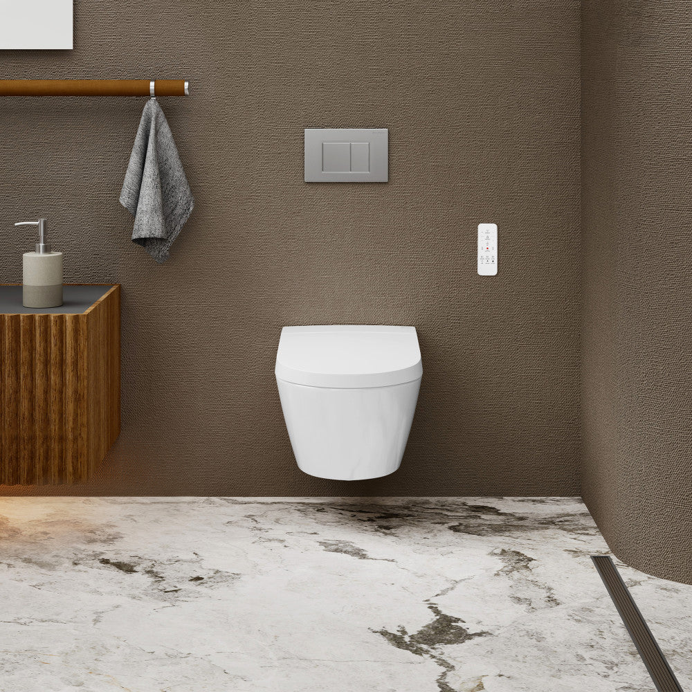 Pur Smart Wall-Hung Toilet with Bidet Bundle with Round Chrome Actuator