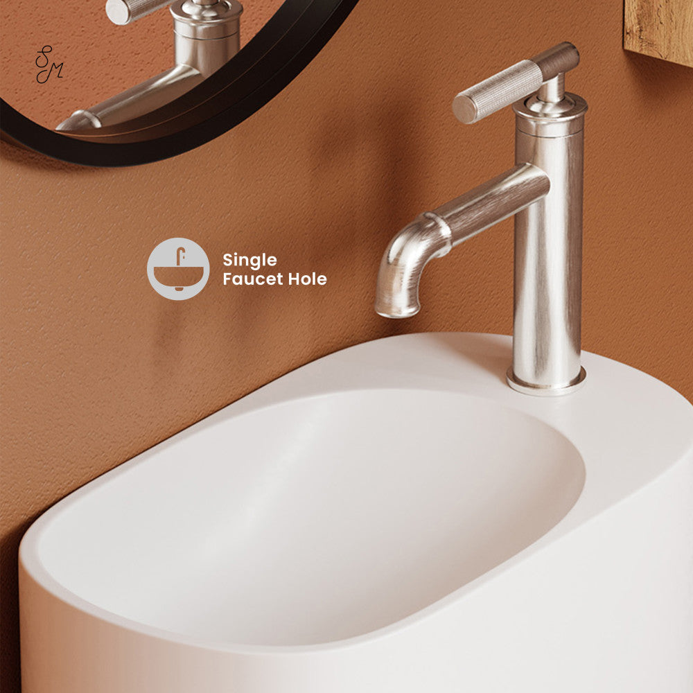 Terre 18" Right Side Faucet Wall-Mount Bathroom Sink in White