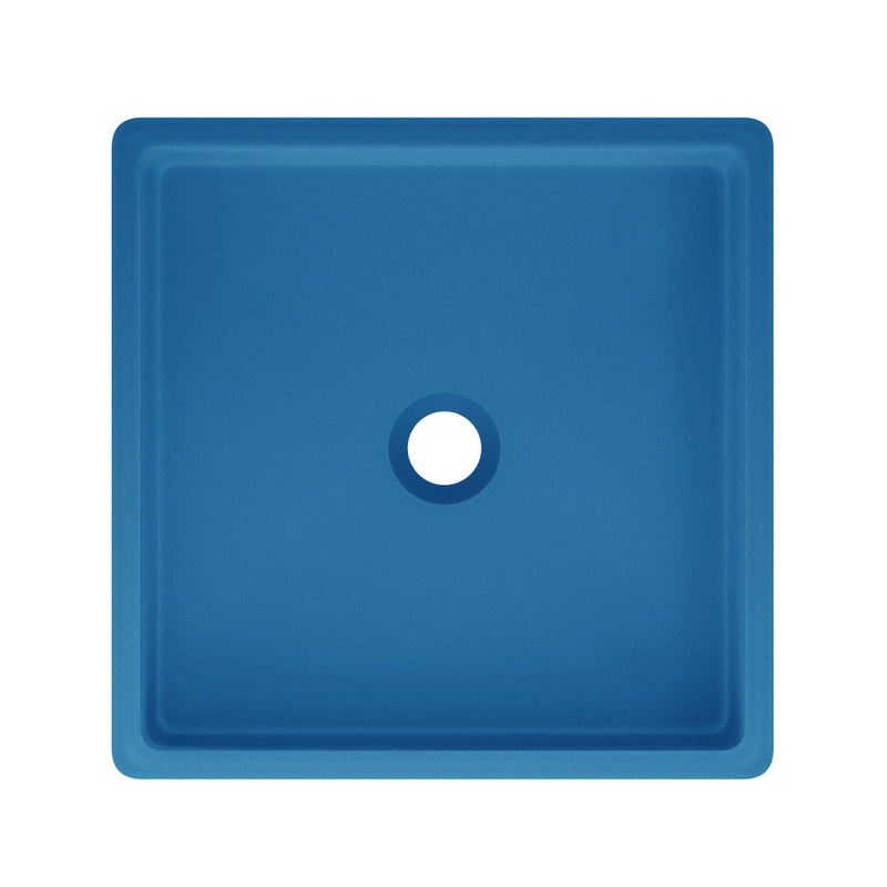 Lisse 15.5" Concrete Square Vessel Sink in Ocean Blue