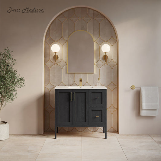 Forme 36" Modular Freestanding Bathroom Vanity with Sink Top in Black Oak