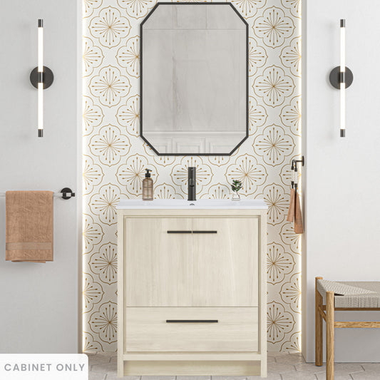 Virage 30" Freestanding Bathroom Vanity in White Oak without Sink Top