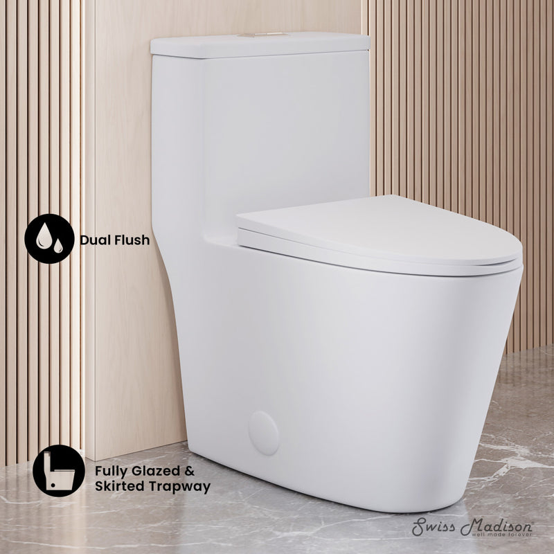 Dreux One Piece Elongated Dual Flush Toilet with 0.95/1.26 GPF (6 - Pack)