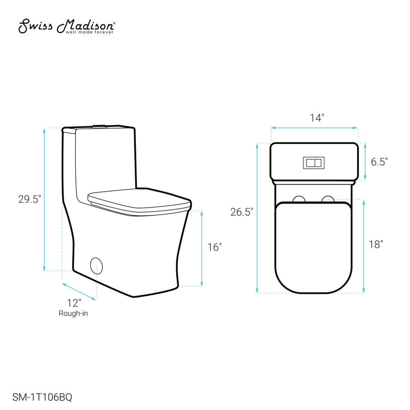 Concorde One Piece Square Toilet Dual Flush 1.1/1.6 gpf in Bisque