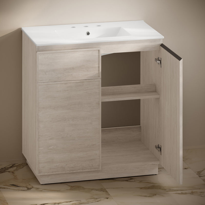 St. Tropez 36" Freestanding Bathroom Vanity in White Oak with 3-Hole Widespread Sink Top