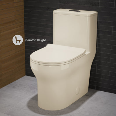 Burdon One Piece Elongated Toilet Dual Flush 1.1/1.6 gpf in Bisque